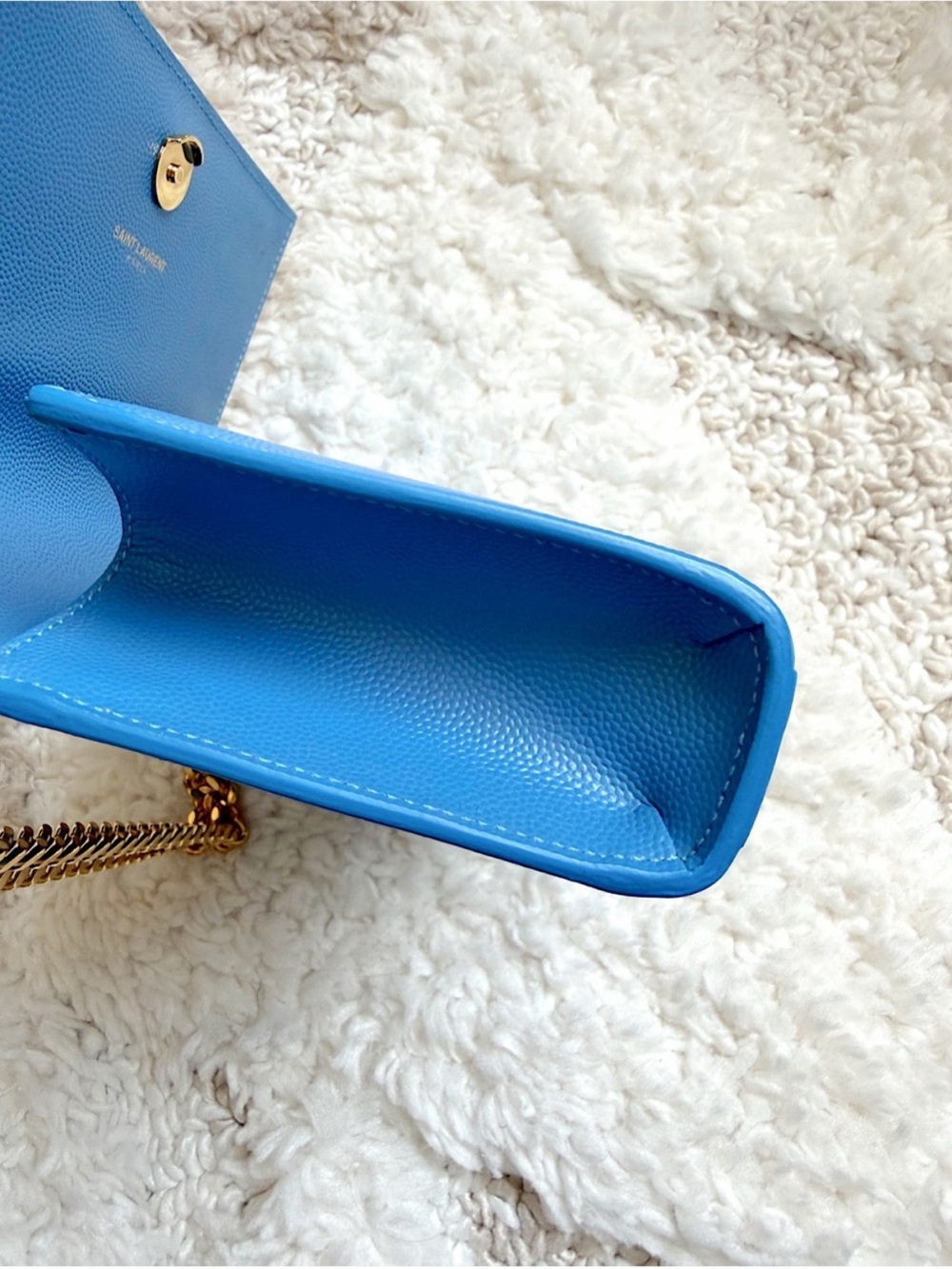 Saint Laurent YSL small Kate blue gold chain flap bag crossbody shoulder bag - Picture 12 of 14